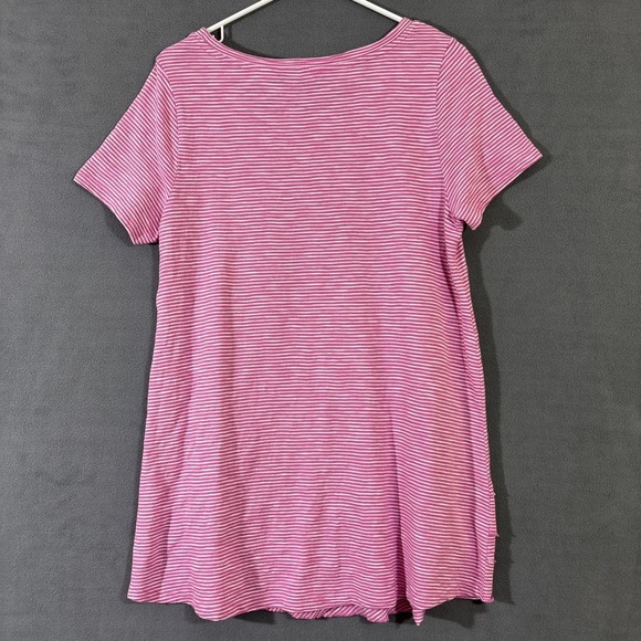 Soft Surroundings M Cotton Tunic Pink White Stripe Stretch Short Sleeve - Picture 6 of 10